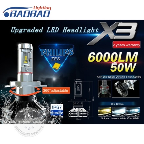 СВЕТОДИОДЫ Н7 50W 6000К фото 1