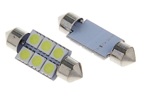 СВЕТОДИОД T11 БЕЛЫЙ  6 SMD 36мм  фото 1