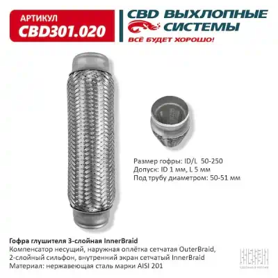 ГОФРА РЕЗОНАТОРА D50/L250мм фото 1