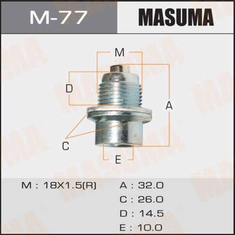 БОЛТ М18х1,5 СЛИВА МАСЛА С МАГНИТОМ (М77) фото 1